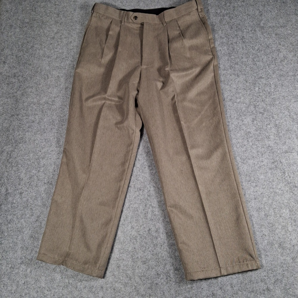 George Dress Pants Mens 34x30 Heather Taupe Pleated Front Straight Leg G15B310